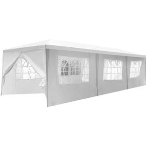 10 ft. x 30 ft. White Wedding Party Canopy Tent Outdoor Gazebo with 8 Removable Sidewalls