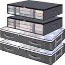 Under Bed Storage Large Underbed Storage Bags Organizer Container Blankets Clothes Comforters Foldable Storage Bags With Clear Window Foldable Travel Bedroom Storage Storage Bags with (Grey-a, A) 20x40 inch, 4 pack