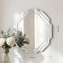 Vercraft Bathroom Mirror Decorative Beveled Edge Frameless Mirror Wall Mirrors Hexagon Silver Polished for Wall Bathroom Vanity Room Bedroom Living Room and Enter Way(Small,Silver,20"×20")