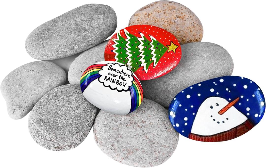 River Rocks for Painting 10 Pcs Large 2-3 Inch Flat Smooth Painting Stones Craft Rock to Paint for Kids Crafts Painting Bulk
