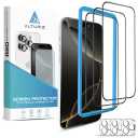 ALTURIZ 3-Pack Screen Protectors for iPhone 16 Pro Max [6.9 inch] + 3-Pack Camera Lens Protectors with Easy Installation Frame. 9H Hardness, No Bubbles, Case Friendly, Tempered Glass. [3+3 Pack]