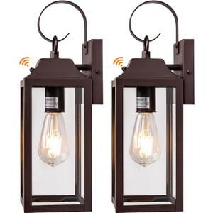 Yolsunes Dusk to Dawn Wall Lights 2 Pack, Oil Rubbed Bronze Outdoor Light Fixtures Wall Mount, 15 Inch Exterior Wall Sconces Waterproof, Large Outside Lights for House, Modern Wall Lanterns Brown