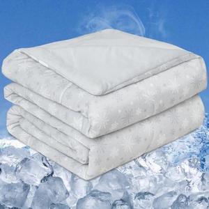 OIGAE Cooling Comforter, Japanese Q-Max 0.45 Double Sided Cooling Blankets for Hot Sleepers & Night Sweats, Lightweight Breathable Summer Blanket for Bed, Travel, Camping, Grey, Queen 90" x 90"