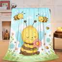 Bee Blanket Bee Gifts for Women Girls Bees Throw Blanket Soft Flannel Cozy Fleece Fuzzy Plush Warm Bedding Stuff for Kids Adults 40 x 50 Inch