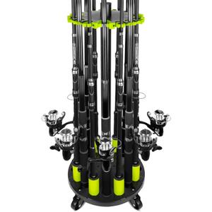 Hikeen Fishing Rod Holder for Garage, Fishing Pole Holders Rod Rack, Holds up to 20 Rods with Rolling Wheels, Fishing Gear Equipment Storage Organizer
