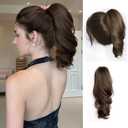 Claw Clip Ponytail Extension 12'' Short Clips in Ponytails Wavy Ponytail Hair Extensions Synthetic Pony Tail Extension Pony Tail Hair Pieces Curly Clip On Ponytails for Women Daily Use Brown