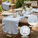 HunnmingRe 1 Pcs Blue Plaid Gingham Ruffle Table Runner 118 x 13.8'' Farmhouse Table Runner 100% Cotton Scalloped Long Dresser Scarves for Dining Room, Wedding, Kitchen Rustic Home Decor