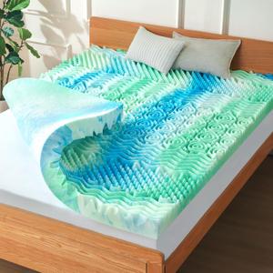 SOOSLEEPY 2 Inch 7-Zone King Memory Foam Mattress Topper Egg Crate Cooling Gel Infused Mattress Pad Bed Topper for Pressure Relief and Back Pain Soft & Breathable, CertiPUR-US Certified