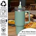 2 x Glass Replacement Straw Compatible with Stanley 40 oz 30 oz Cup Tumbler, 6-Pack Reusable Cute Straws with Cleaning Brush, Clear