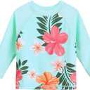 HUAANIUE Baby/Toddler Girls 2 Piece Rash Guard Long Sleeve Swimsuit Set (6-12 Months, Aqua)