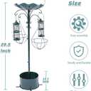 Yinns 30 Inch Bird Feeding Station, Birds Feeder Pole Hanging Kit, Bird Bath and Feeders Combo for Outdoor, Flower Planter Pedestal Base for Garden