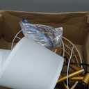 EDISHINE Rattan Arc Floor Lamp with Remote,Gold Farmhouse Standing Lamp with Dimmable LED Bulb,Rattan & Fabric Double Shades,Foot Switch,Adjustable Wicker Floor Lamps for Living Room, Bedroom, Nursery