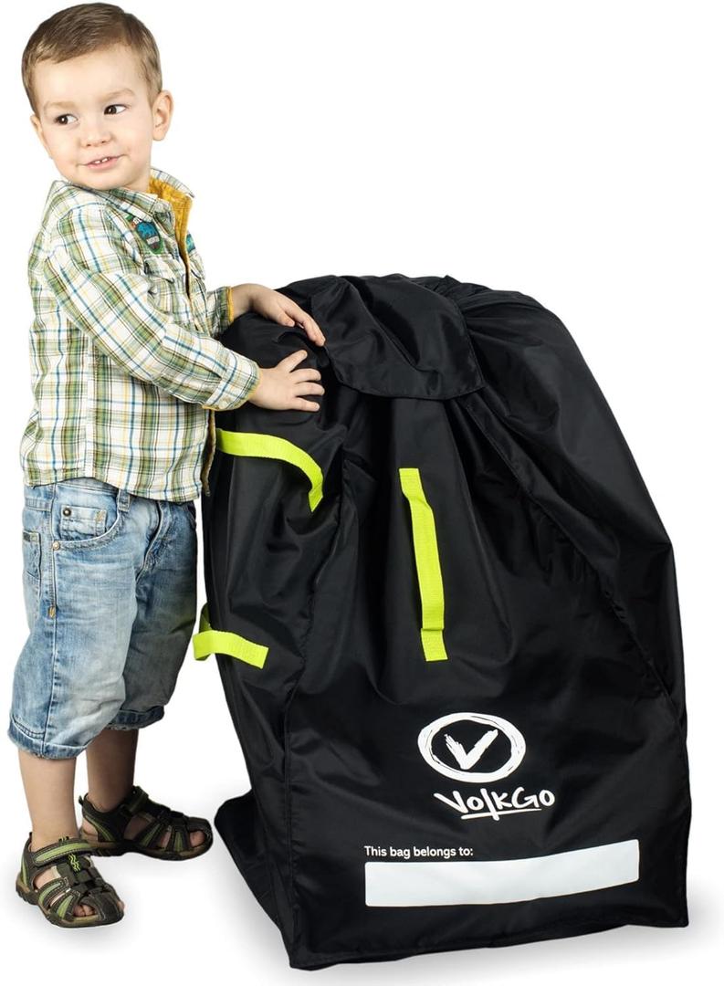 V VOLKGO Car Seat Travel Bag For Airplane with Padded Backpack Shoulder Straps, Gate Check Bag, Car Seat Bags for Air Travel Carseat Travel Cover, Carseat Travel Bag Cover for Airplane Travel, Green
