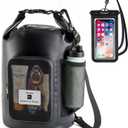 5L Waterproof Dry Bag with Bottle Holder & Mesh Pocket, 500D PVC Tarpaulin Roll Top Dry Sack with Inner Waterproof Adsorption Film, Lightweight Dry Bag for Kayaking, Beach, Boating, Fishing, Travel