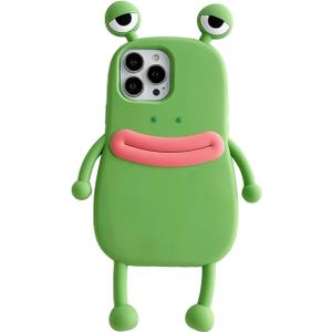 Yatchen Ugly Case Compatible with iPhone 17, Kawaii Phone Case 3D Cartoon Cute Frog Soft Silicone Unique Fun Cover Slim Fit Anti-Drop Protector for Women Girls Green