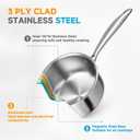 Ohtomber Stainless Steel Sauce Pan - Tri-Ply 1.5 Quarts Steamer for Cooking, Small Cooking Pot with Steamer Basket, Sauce Pan with Lid, Non Stick Saucepan, Induction Steam Pot for Vegetable, Oatmeal