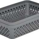 Glad Plastic Storage Basket Set - Multipurpose Drawer Trays, Kitchen Pantry Containers, and Bathroom Bins - 6 Pack Medium Organizers, Grey