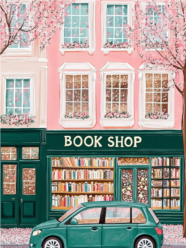 HHMATITS Diamond Art Kits for Adults - DIY Book Shop Diamond Painting Kits for Beginners, 5D Full Round Drill Paint by Diamonds for Gift Home Wall Decor 30×40 cm, Pack of 2