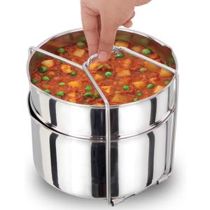 Hawkins Two-Dish Stainless Steel Set, Cooker Separator, Pressure Cooker Pots, Silver (SDS3)