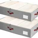 Criusia Under Bed Storage Bins with Clear PVC Lids  2 Pack Large Underbed Organizers with Heavy-Duty Handles, Reinforced with 800G PP Panels & 80G Non-Woven Fabric  Waterproof & Foldable, Gery