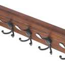 ULTECHNOVO Wooden Wall Mount Coat Rack Heavy Duty Key Holder and Hook for Towels Bags Hats Vintage Style Hanger for Bathroom Kitchen Hallway Garage Space Saving Design Set of 2