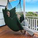 Y- STOP Hammock Chair Hanging Rope Swing, Max 500 Lbs, 2 Cushions Included, Large Macrame Hanging Chair with Pocket for Superior Comfort, with Hardware Kit, Green