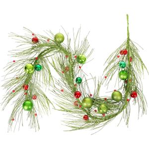6FT Christmas Garland Winter Red Berries Christmas Tree Garland with Berries Cones Balls Ornament, Red Shiny Balls Holiday Decoration Indoor/Outdoor, Flocked with Mixed Decor (Multicolor, 180cm) 6FT Christmas Garland Winter Red Berries Christmas Tree Garland with Berries Cones Balls Ornament, Red Shiny Balls Holiday Decoration Indoor/Outdoor, Flocked with Mixed Decor (Multicolor, 180cm)