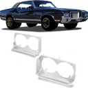 Kojem Headlight Bezels Pair Compatible with 1971-1972 Oldsmobile 442 Cutlass Supreme F85 Vista Cruiser Headlamp Housing Driver Side & Passenger Side Plastic(ABS) Silvery