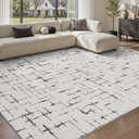 Engiw-Neutral 8x10 Area Rug for Living Room Rug-Carpet Bedroom Rugs Textured Tufted Jacquard Modern Washable Rug for Dining Room Nursery Non Slip-Black and White