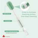Momcozy Bottle Brush Kit Pro, Innovative Push-Press Design for Deep Cleaning - Bottle Cleaner Brush for Bottle/Breast Pumps/Nipple - Clog-Free Brush & Foam-Generating Design for Better Cleaning, Green
