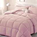 DOWNCOOL Comforters Twin Size, Duvet Insert,Light Pink All Season Duvet, Lightweight Quilt, Down Alternative Hotel Comforter with Corner Tabs (Pink, Twin 64x88 Inches)