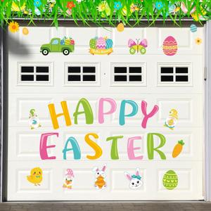 Ferraycle 23 Pcs Happy Easter Garage Door Magnets Large Easter Garage Door Decorations Holiday Magnetic Stickers Spring Bunny Garages Magnets Spring Egg Gnome Decals for Car Refrigerator Decor