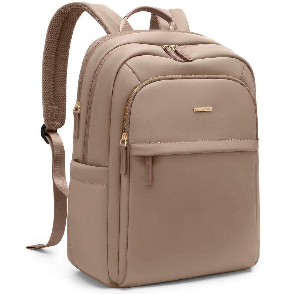 Travel Backpack for Women Personal Carry On Bag Business Weekender Hiking Multilayer Laptop Bag,16 Inch,Champagne Brown