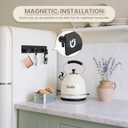 VIS'V Magnetic Key Holder Wall Mount, Metal Adhesive Key Hanger with 3 Hooks, No Drilling, 2 Mount Options, Black, Small