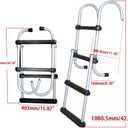 Made 4-Step Aluminum Folding Boat Ladder - Sturdy Aluminum Marine Stepladder - Removable Folding Design for Easy Storage - Ideal for Marine, Boats, Ships, Pantoon and Yachts