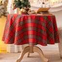 AQOTHES Red Green Plaid Christmas Tablecloth 60x60, Tartan Table Cloth Decorations, Winter Holiday Tablecloths for Circle Tables Parties Dining Farmhouse Kitchen Decor