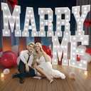 Marry Me Light Up Letters: Marquee Letters 4 Feet Tall Will You Marry Me Proposal Decorations Sign 4 FT Large Romantic Engagement Party Decorations Big White Lit Backdrop