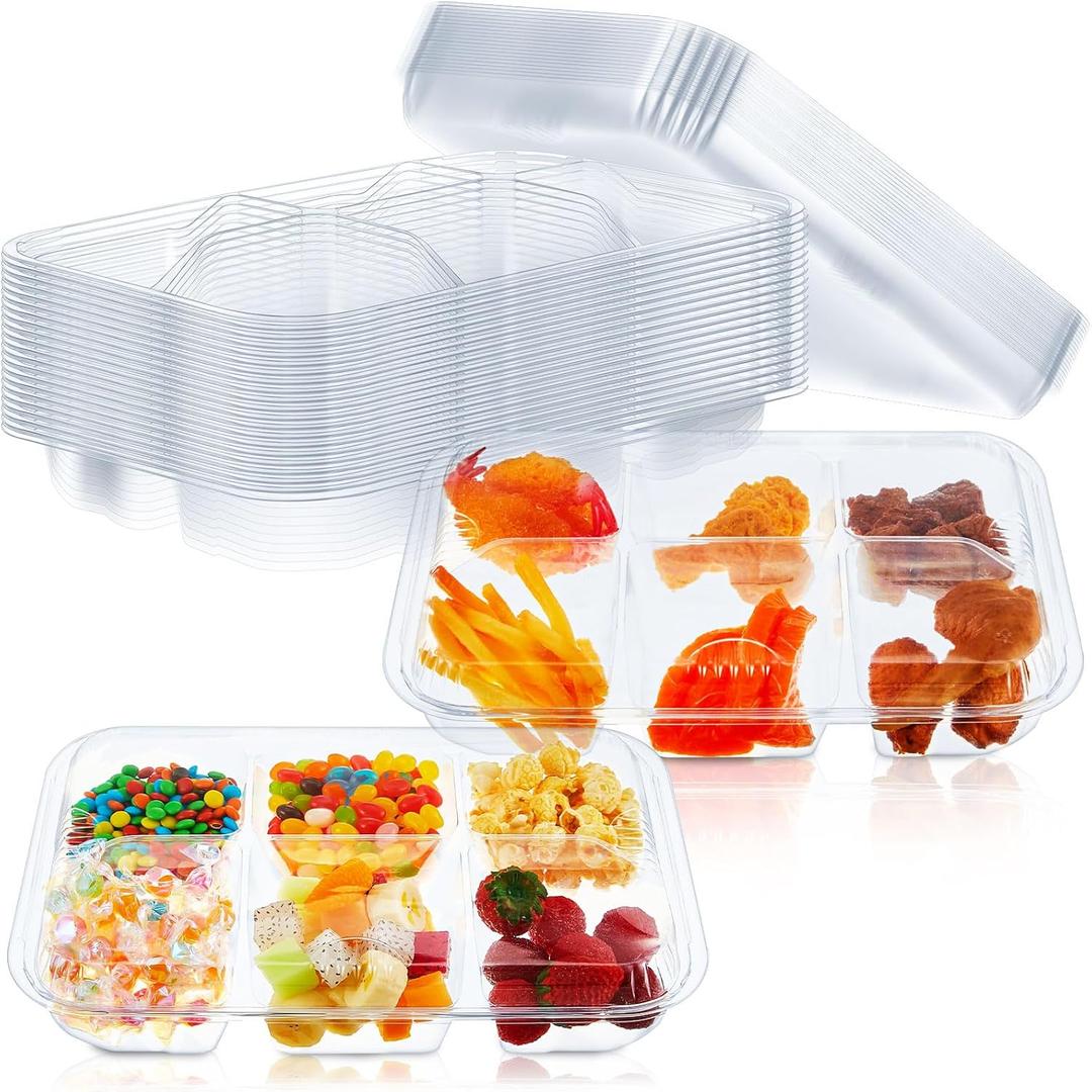 20 Pack Bento Snack Containers 6 Compartment Disposable Meal Prep Lunch Container with Lid 11.8 x 8 Inch Clear Divided Snack Box Lunchable Veggie Tray for School Office Work Travel Picnic Party