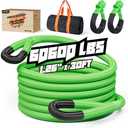Kinetic Recovery Rope,1.26" x30ft Heavy Duty Offroad Tow Rope/60600 lbs Snatch Strap with Soft Shackles, 100% Nylon Offroad Towing Straps Kit for Truck ATV UTV SUV Jeep Car Tractor - Green
