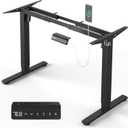 330 lbs Capacity Dual Motor Electric Standing Desk Frame, Height Adjustable Sit Stand up Desk Legs Base Workstation, Anti-Collision Function, 2 Hooks, Black Frame Only