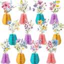 Vicenpal 12 Pcs Wildflowers Honeycomb Centerpieces Spring Wildflowers Party Decorations 3D Spring Table Decor Flower Centerpieces for Easter Birthday Party Office Home Decorations
