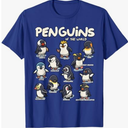 Penguin Penguins Animals of The World Penguin Lovers T-Shirt, Blue, Size S
