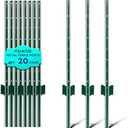 4 ft Fence Post, 20 Pack Heavy Duty Metal Fence Posts, Sturdy Steel T Post | No Dig Fence Stakes, U-Channel Garden stakes for Lawn, Farm, Yard, Orchard and Outdoor Electric Fence Wire, Corner Support