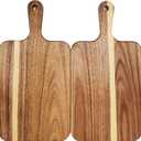 ZeQi 2 Pack Small Acacia Wood Cutting Board with Handle 13.7''X7'', Chopping Board, Charcuterie Board, Serving Board for Cheese, Bread, Meat, Vegetables & Fruits (2 Pack Rectangular)