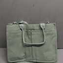 BESBESME Canvas Tote Bag for Women with Zipper & Compartments Large Work & College Laptop Tote Crossbody Shoulder Bag (Green)