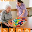 Dementia Activities for Seniors Wooden Tiles Gifts Geometric Cognitive Products & Training Easy Memory for Alzheimer's Elderly Cognitive Craft Gifts