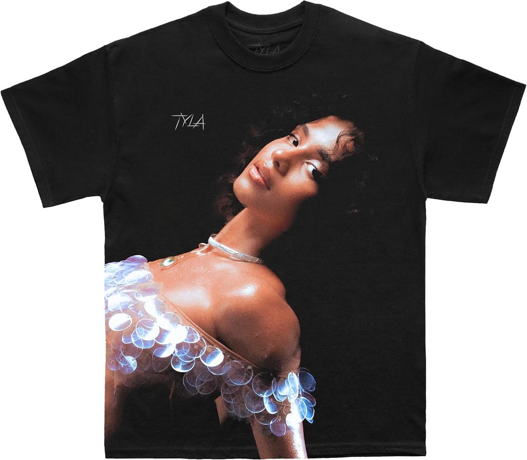 TYLA Women's Standard Official Merch Album Cover T-Shirt, Black