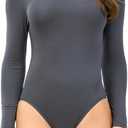 DAVID ARCHY Women's Long Sleeve Modal Soft Bodysuit Going Out Tops for Women (Gray, S)