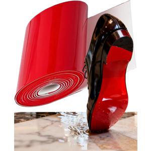 Red Bottom Shoe Protector Compatible with Christian Louboutin - Mirror Red Self-Adhesive Anti-Slip Pads | 40"x4.5" Sheet for Custom Fit | Repair Red Bottom Shoe Soles from Scratches
