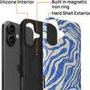 Toulas Case for iPhone 16 Plus,[Compatible with MagSafe]Deep Blue Waves Design Phone case,Hybrid Double-Layer Protection,Shockproof Fingerprint Resistant